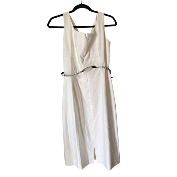 Antonio Melani White Sleeveless Midi Dress With Snake Print Belt Size 6 - Picture 3 of 7